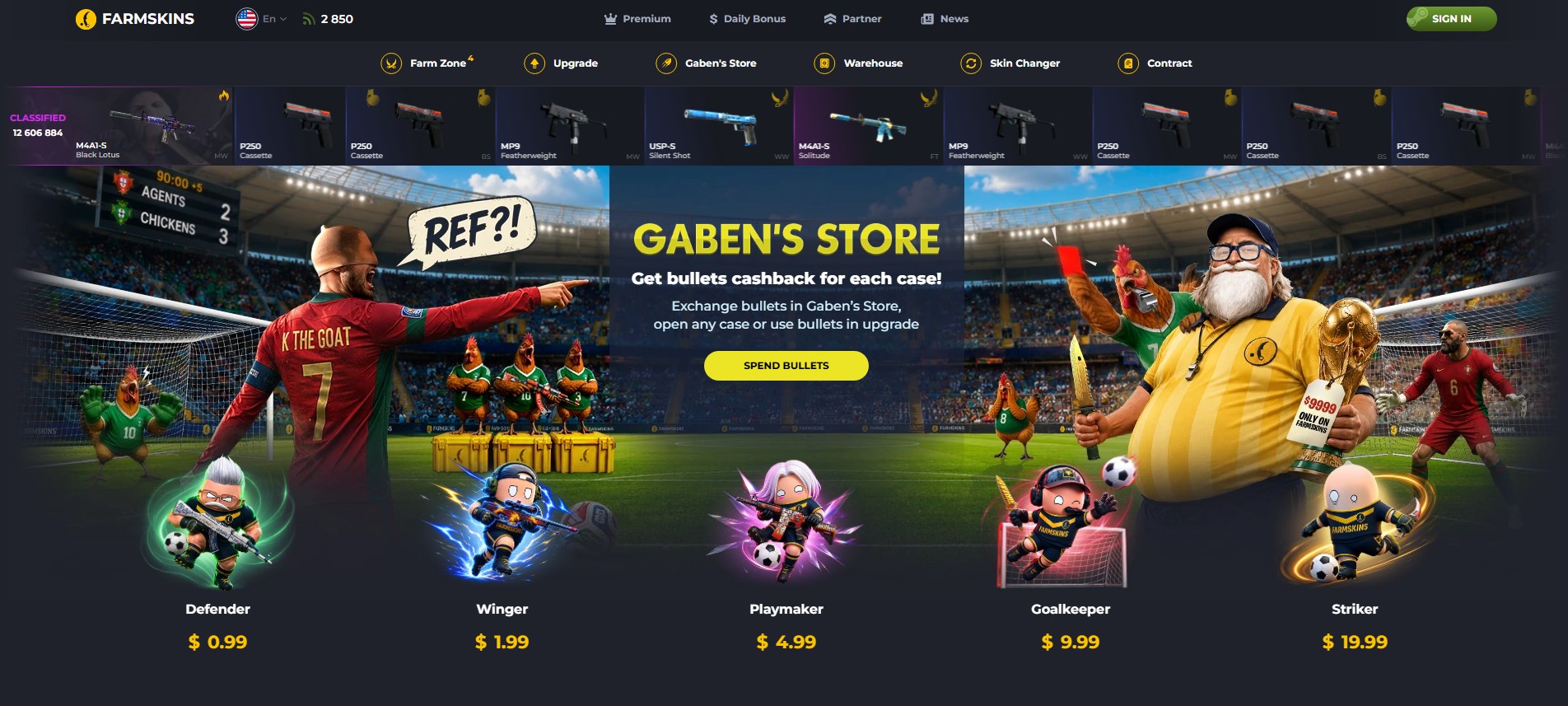 Farmskins CS2 case opening website screenshot