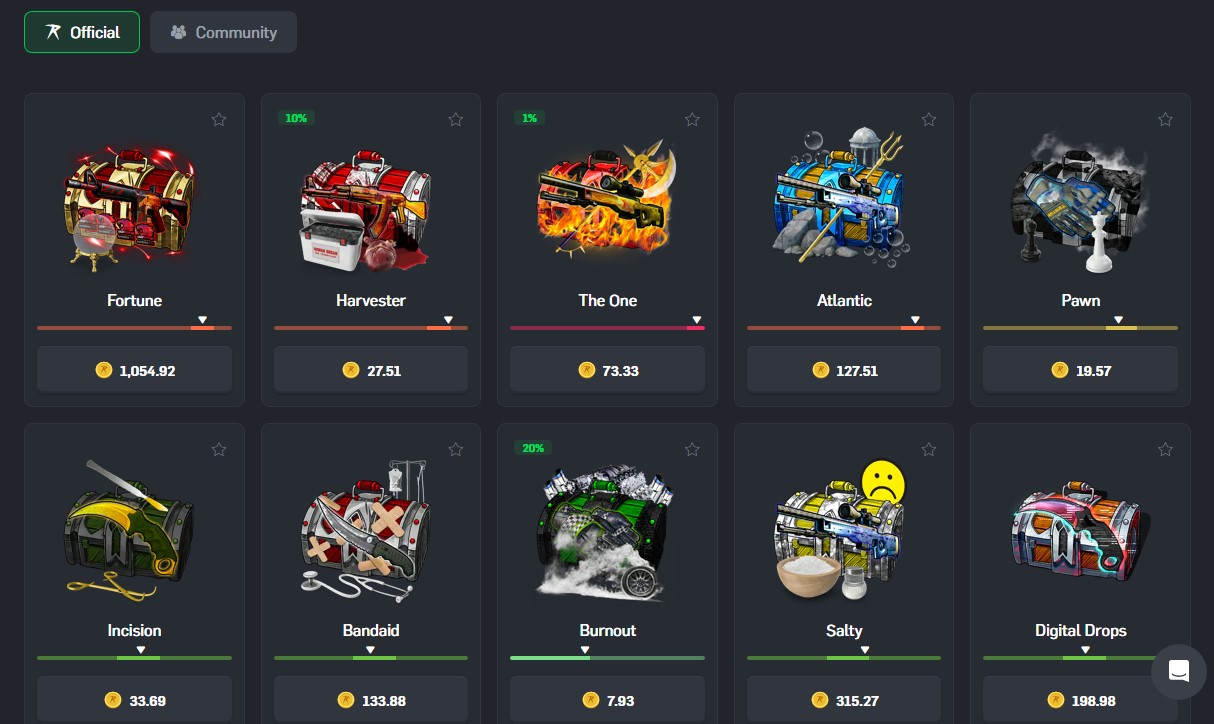 CS2 case opening screenshot showing how case opening sites work